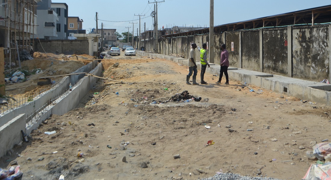 ongoing construction of road and drainage at Oyekan Close  by UPDC Estate ,  Lekki Peninsula Phase I.